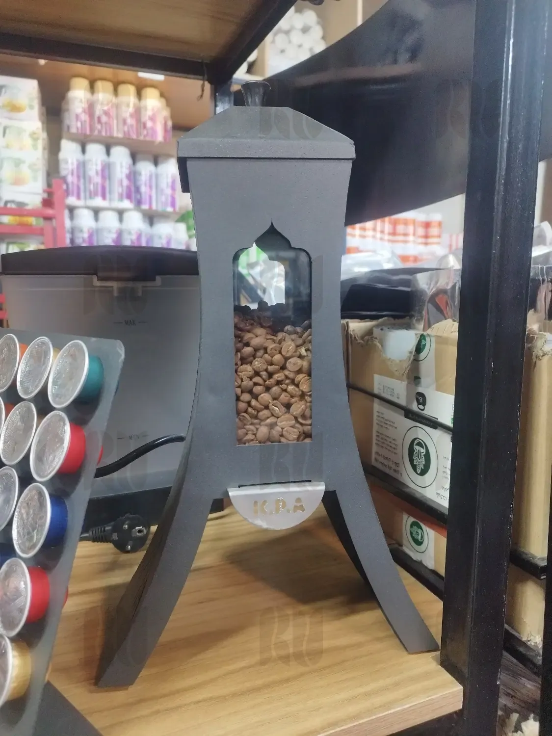 سیلو قهوه و خشکبار رومیزی طرح برج آزادی مشکی مات
